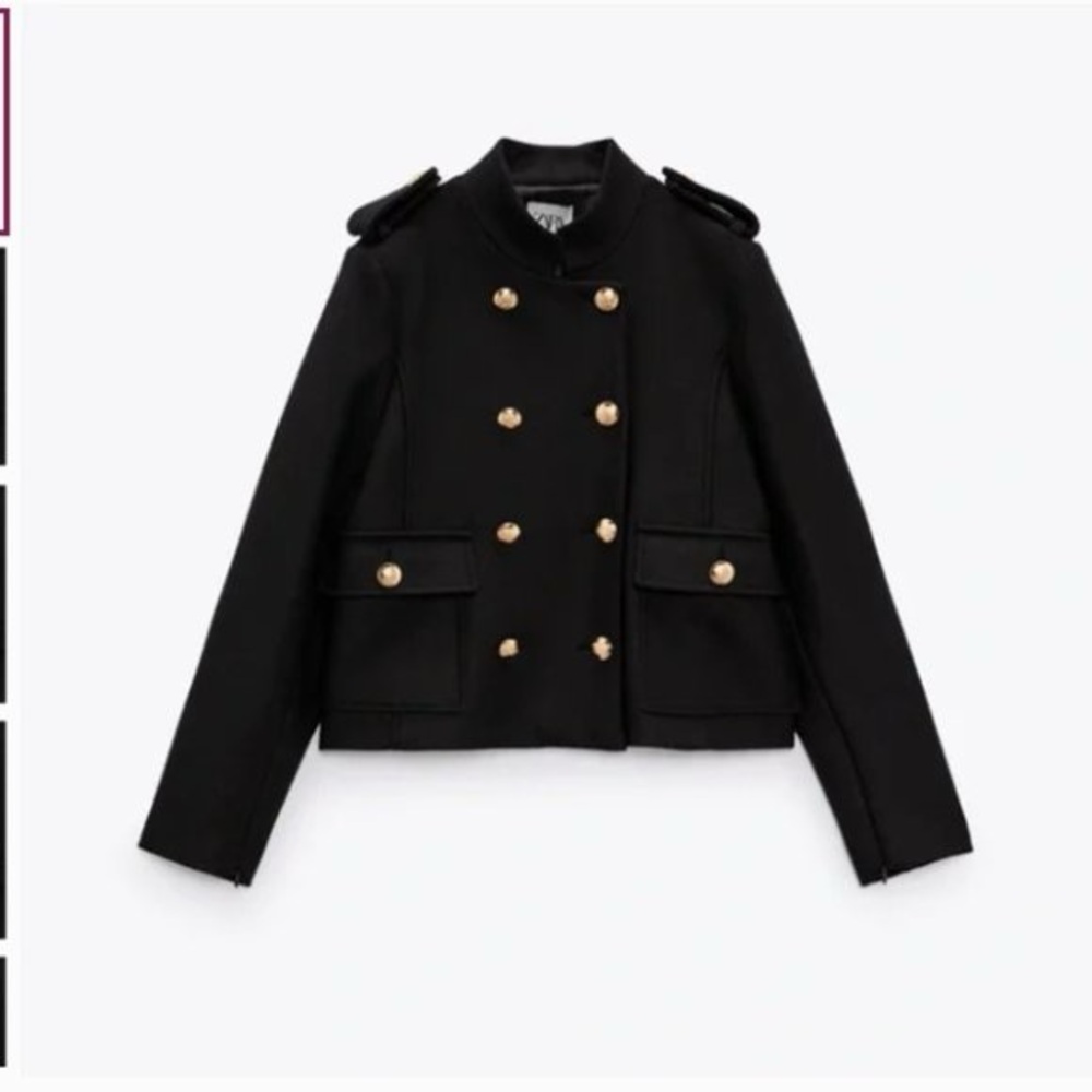 Zara Black Peacoat Button Jacket NWOT